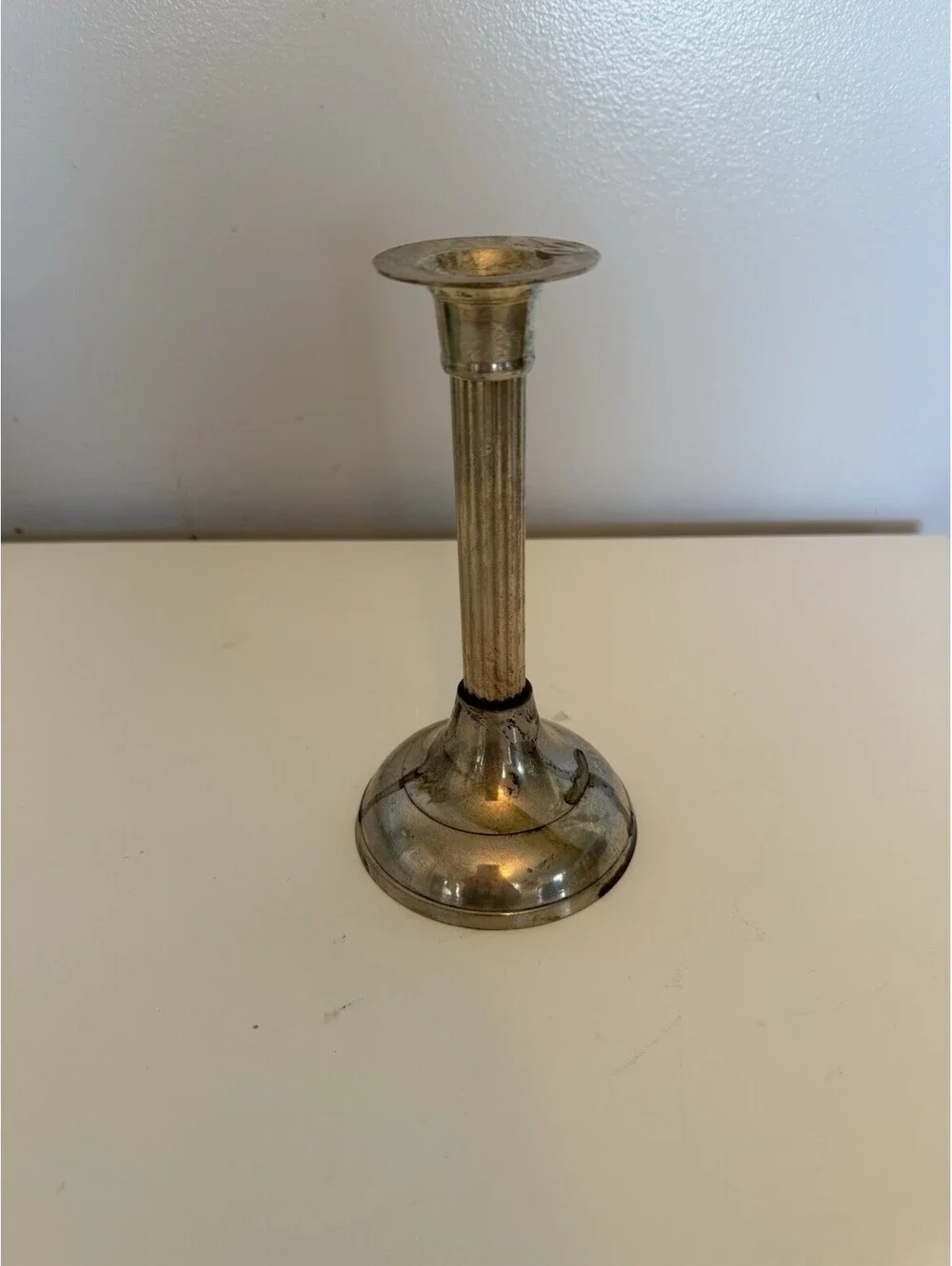 Vintage Silverplate Taper Candle Holder Column Style 8 Inches Tall